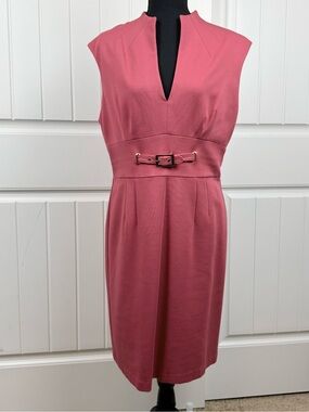 Trina Turk Sleeveless V-Neck Belted Midi Dress Professional Career Business